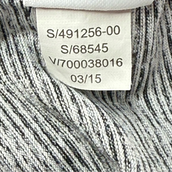 ATHLETA Sleeveless Maxi Dress Sz M Gray Ruched Stretch Microstripe Henley Jersey - Picture 9 of 12